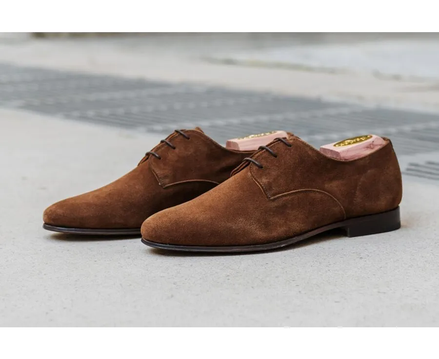 Derbies homme Velours Havane semelle cuir Bishton