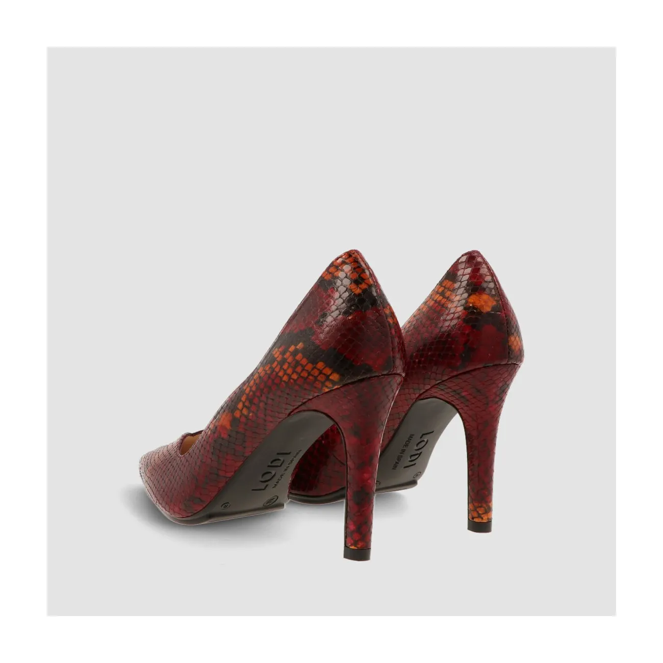 Escarpin à talon fin et détail ondulé en cuir avec imprimé animal rouge | Chaussures femme LODI en ligne