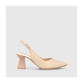 Escarpins à talon ouvert femme en cuir de couleur de couleur nude | LODI Chaussures pour femme en ligne.