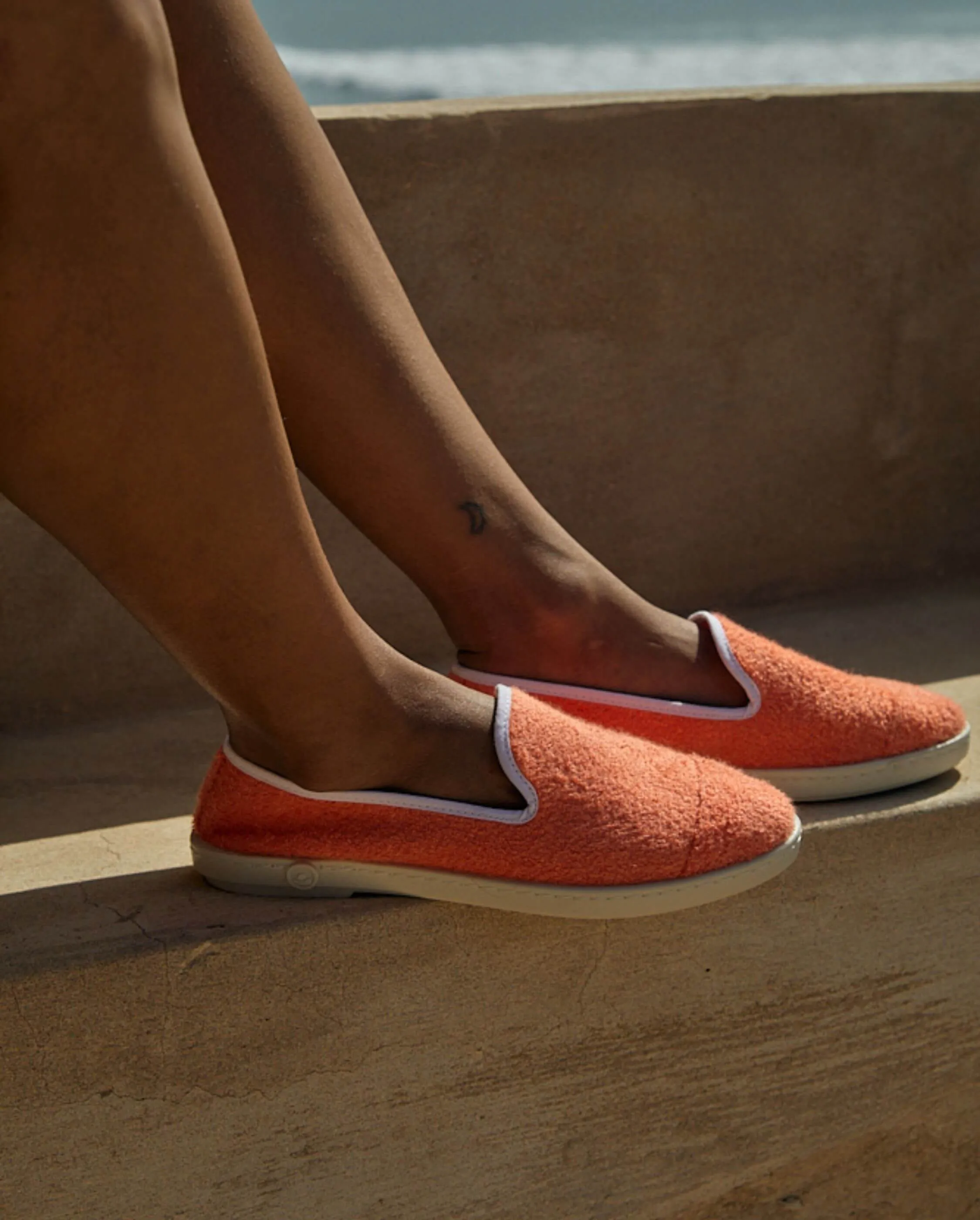 Espadrille femme éponge, corail