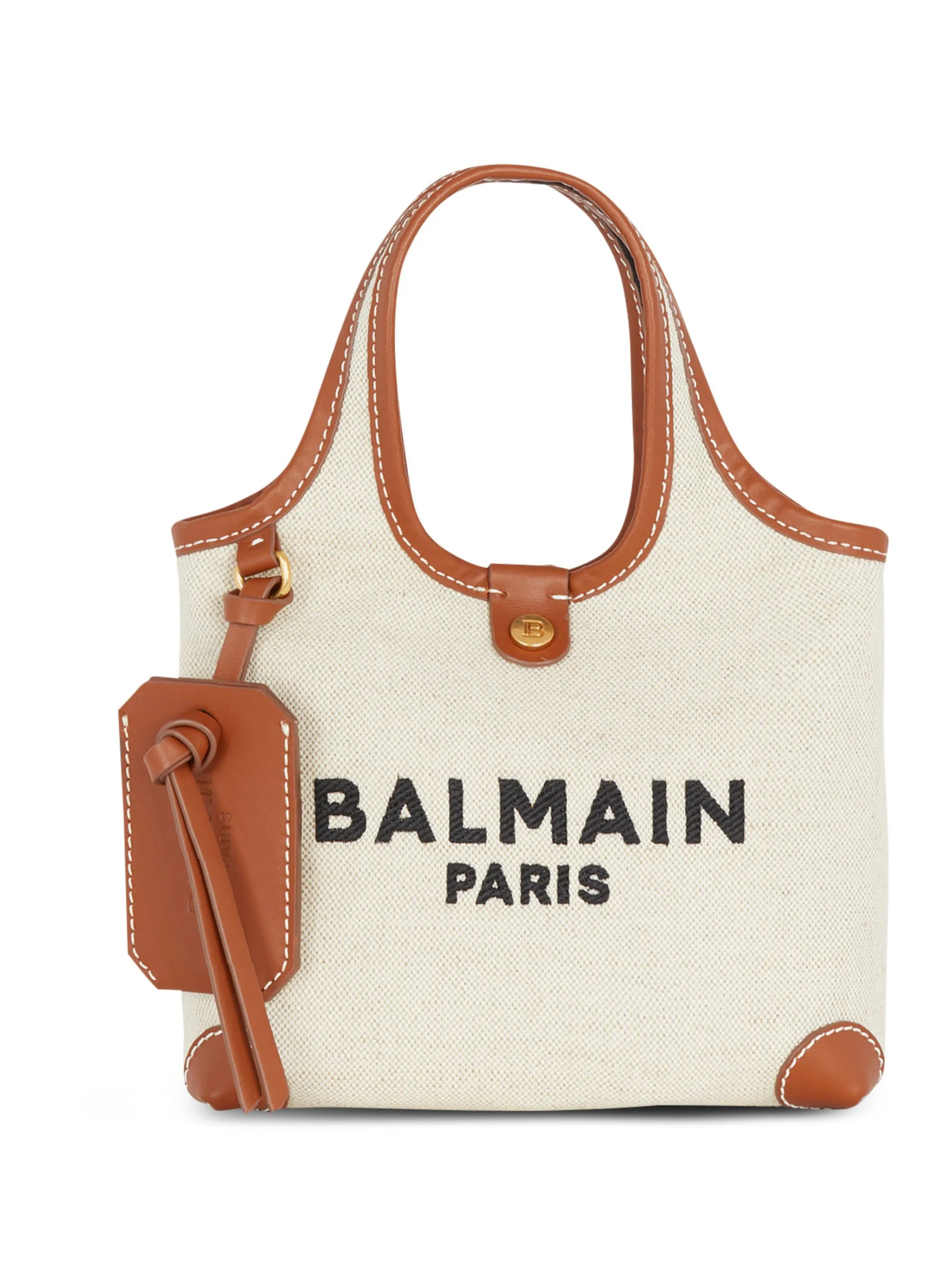 GROCERY BAG B-ARMY EN TOILE ET CUIR - BALMAIN pour FEMME | Printemps