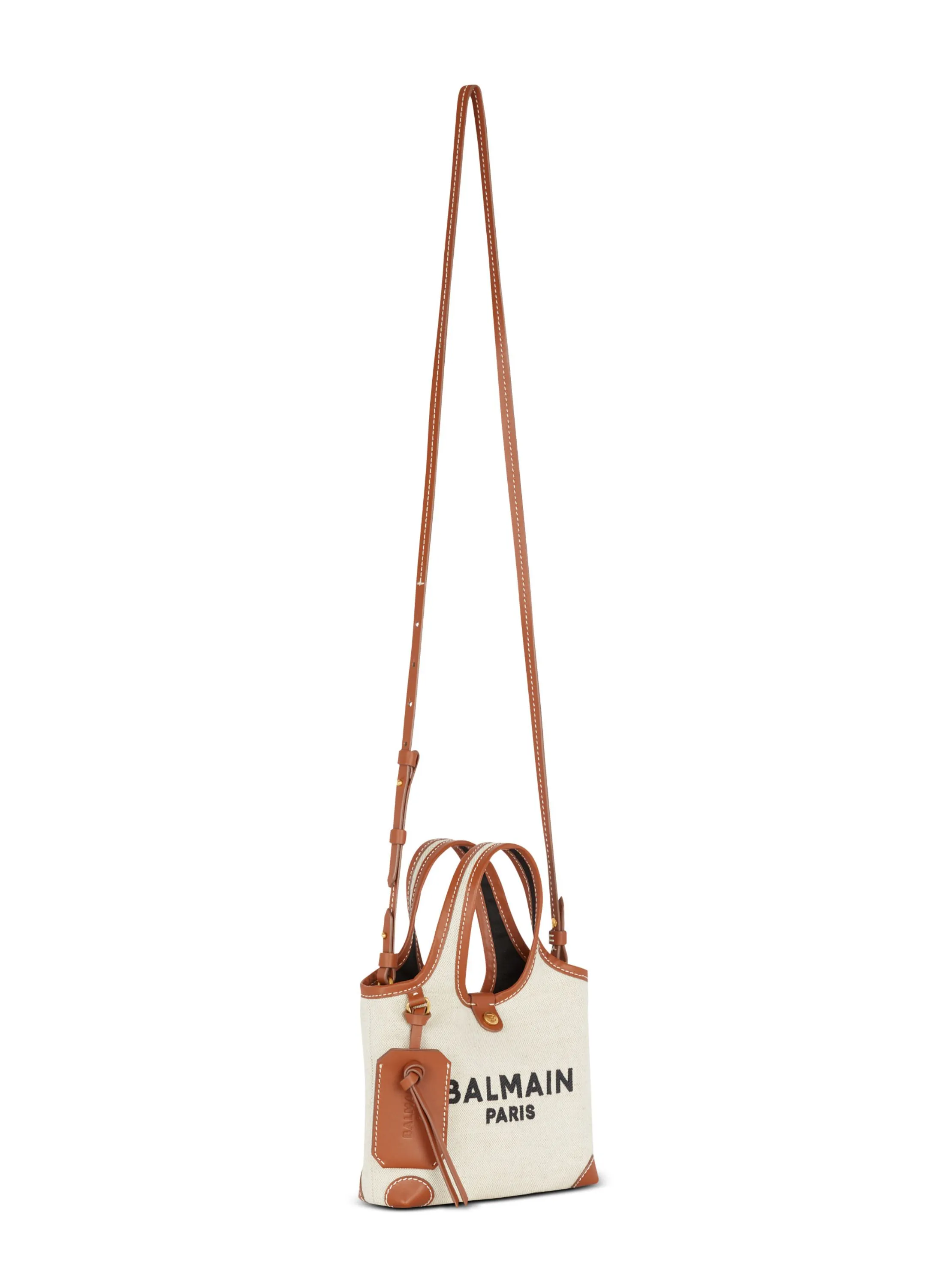 GROCERY BAG B-ARMY EN TOILE ET CUIR - BALMAIN pour FEMME | Printemps