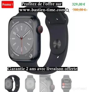 Montre connectée Apple watch 45MM Alu/Minuit Series 8 Cellular neuf Ajouté le : 04/08/2023