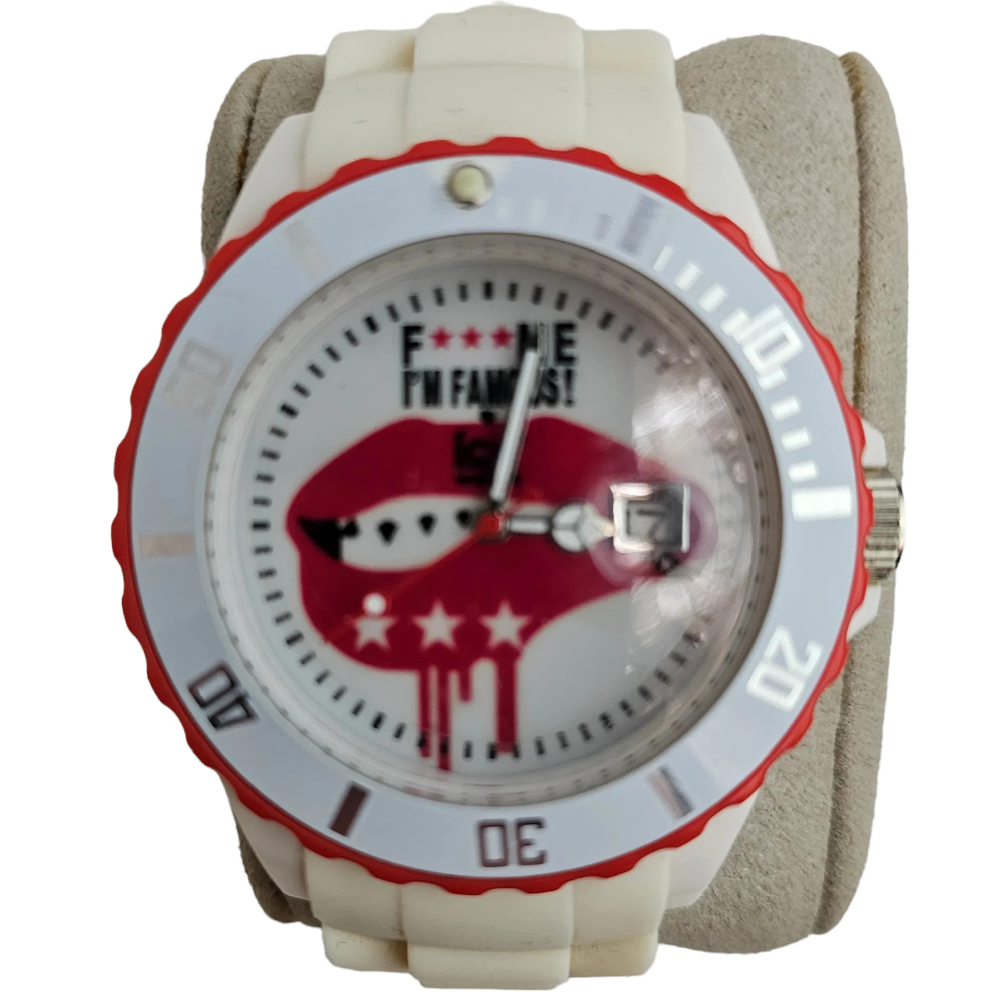 Montre Mixte -ICE Watch FAMOUS -F*** ME I'M - White lips - Big Big - Cadran Blanc - Bracelet Silicone Blanc 