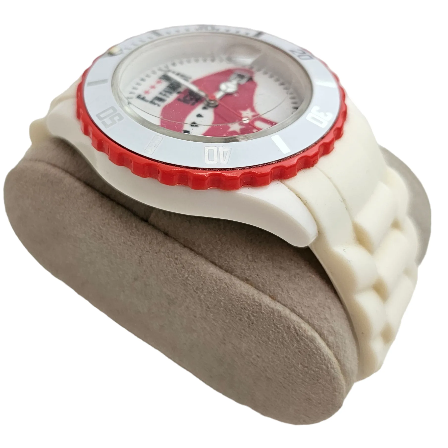 Montre Mixte -ICE Watch FAMOUS -F*** ME I'M - White lips - Big Big - Cadran Blanc - Bracelet Silicone Blanc 