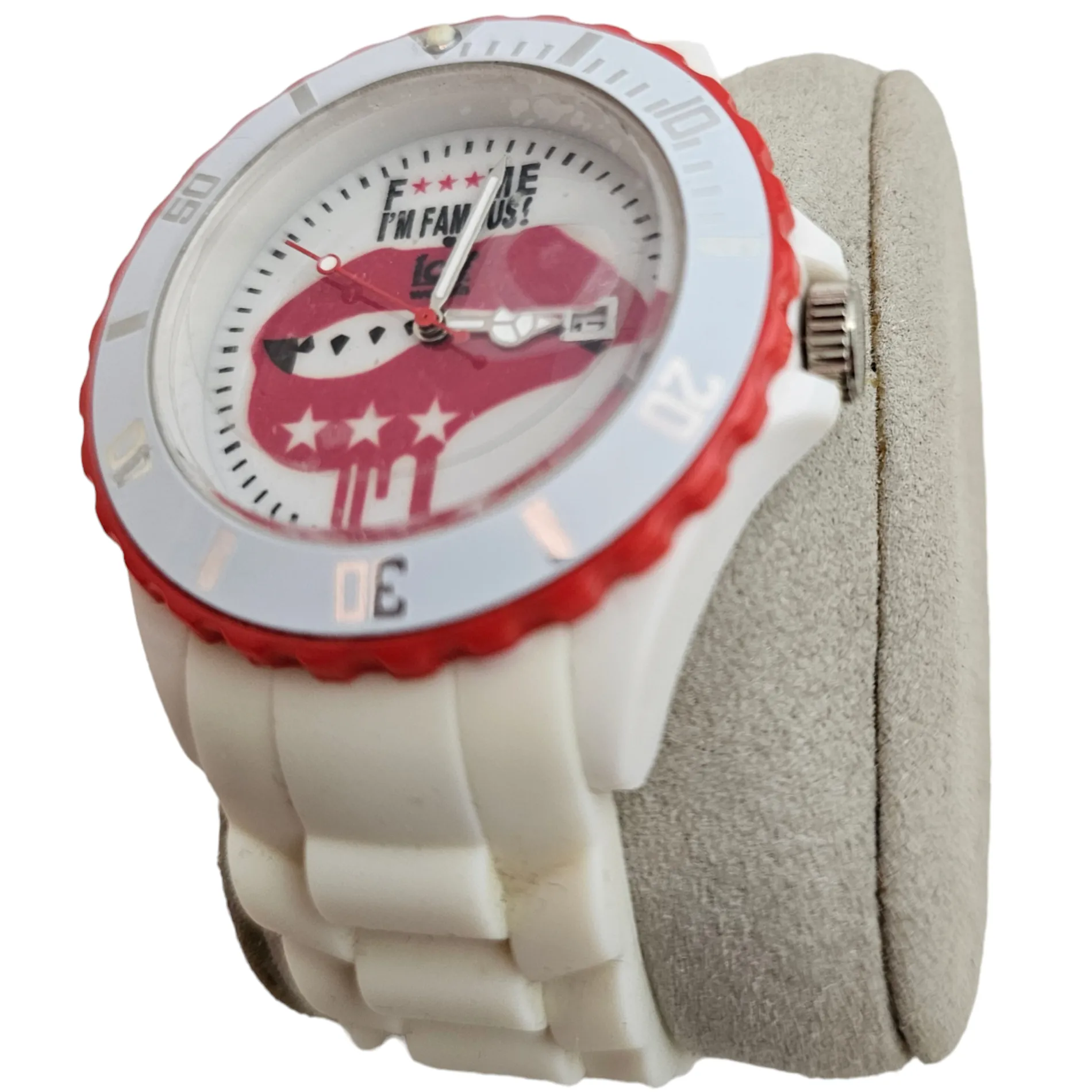 Montre Mixte -ICE Watch FAMOUS -F*** ME I'M - White lips - Big Big - Cadran Blanc - Bracelet Silicone Blanc 