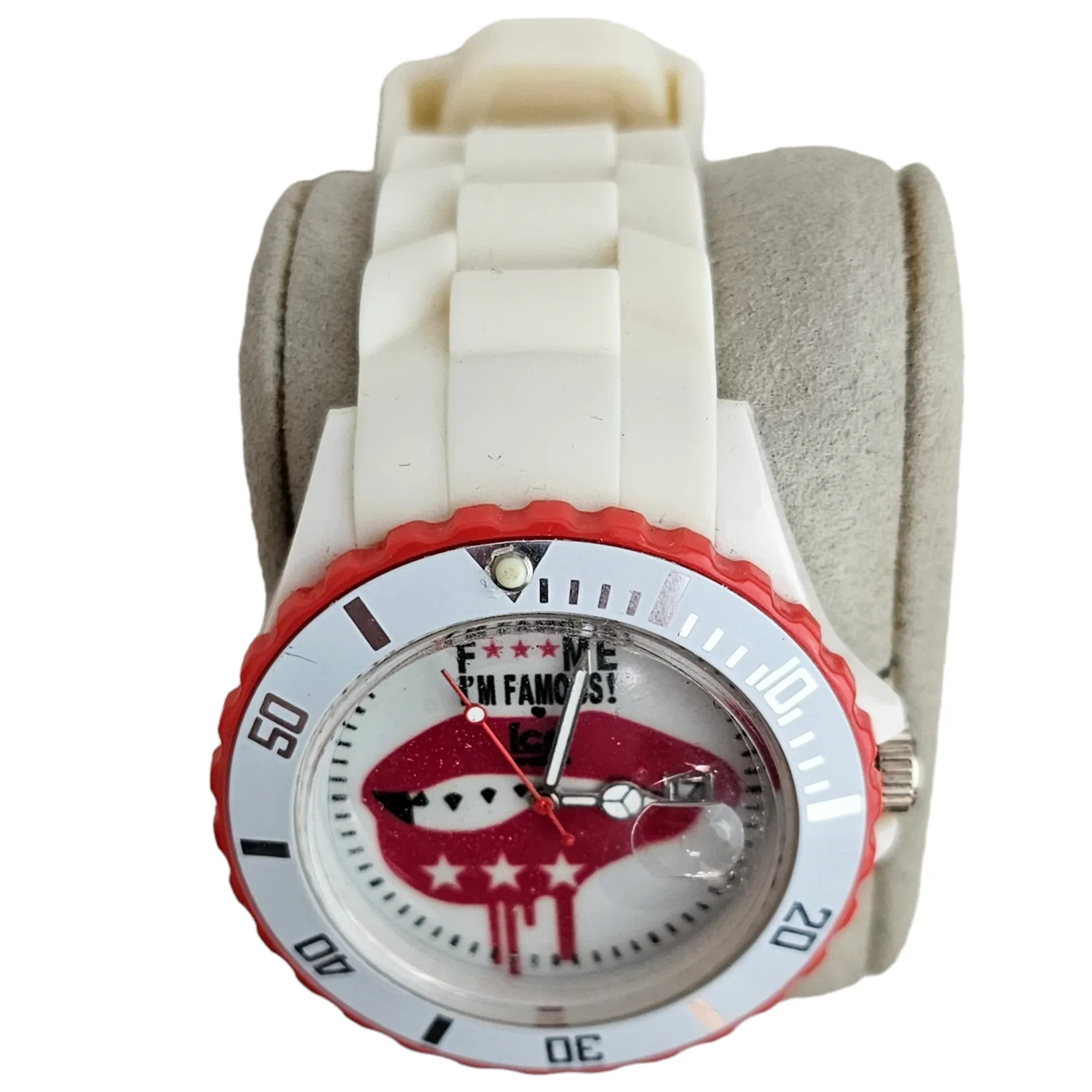 Montre Mixte -ICE Watch FAMOUS -F*** ME I'M - White lips - Big Big - Cadran Blanc - Bracelet Silicone Blanc 