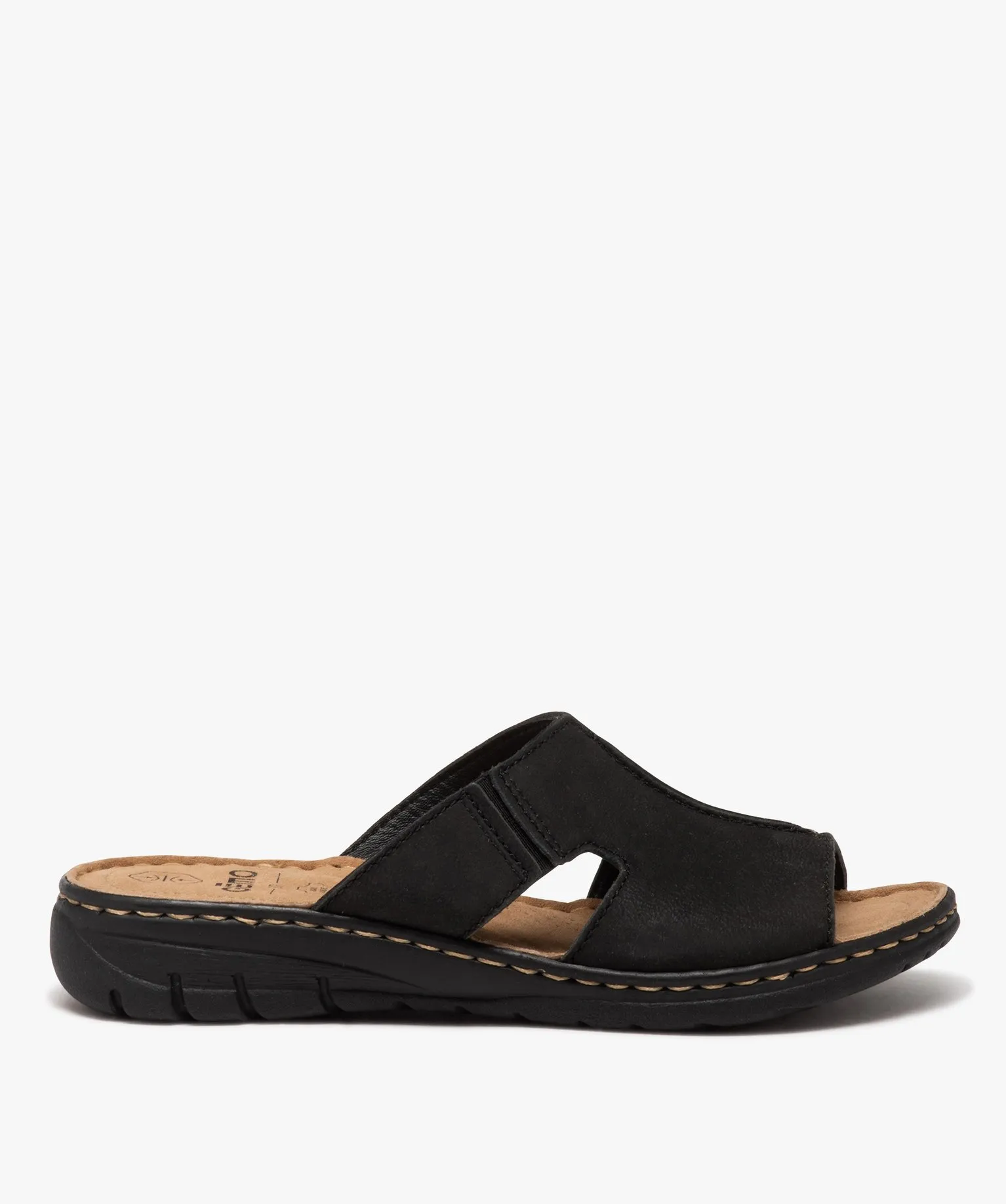 mules femme confort unies a bandeau ajoure et semelle compensee noir mules et sabots