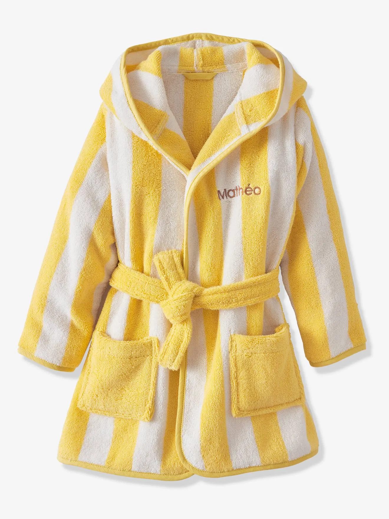 Peignoir de bain enfant rayures TRANSAT rayé jaune - Vertbaudet