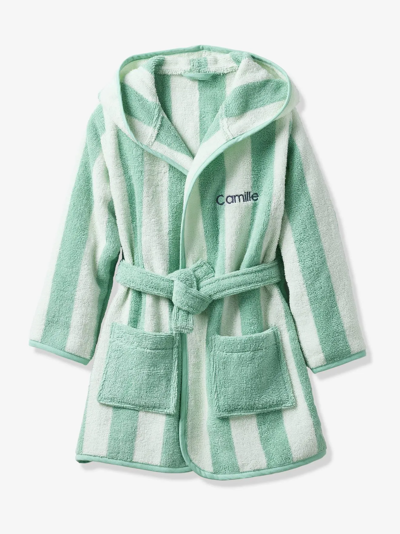 Peignoir de bain enfant rayures TRANSAT rayé vert - Vertbaudet