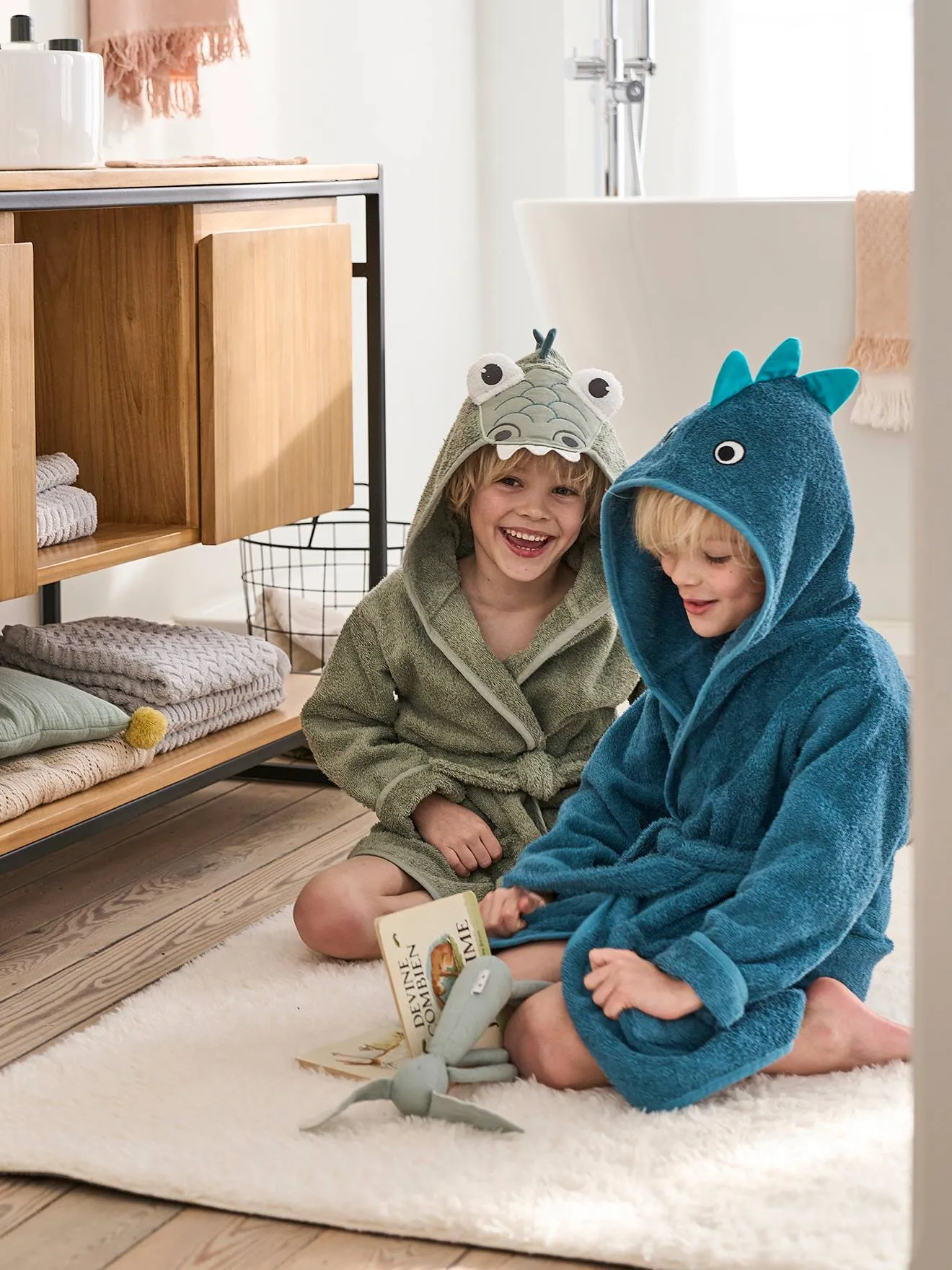 Peignoir enfant Dinosaure personnalisable bleu - Vertbaudet