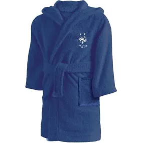 Peignoir enfant FFF Equipe de France 2 étoiles Champions 100% coton taille 10/12 ans bleu - 