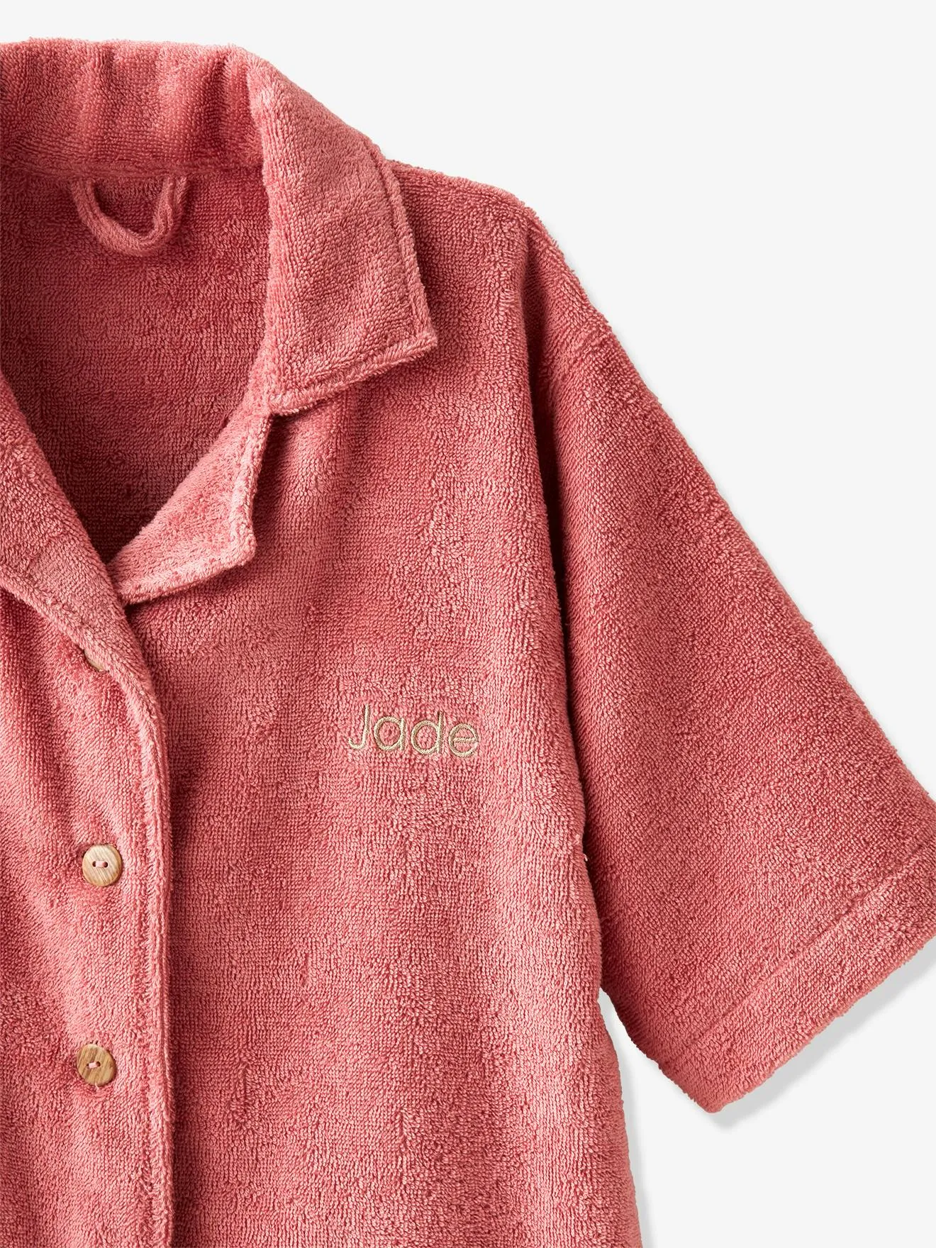 Peignoir Oversize enfant avec coton recyclé personnalisable bois de rose - Vertbaudet