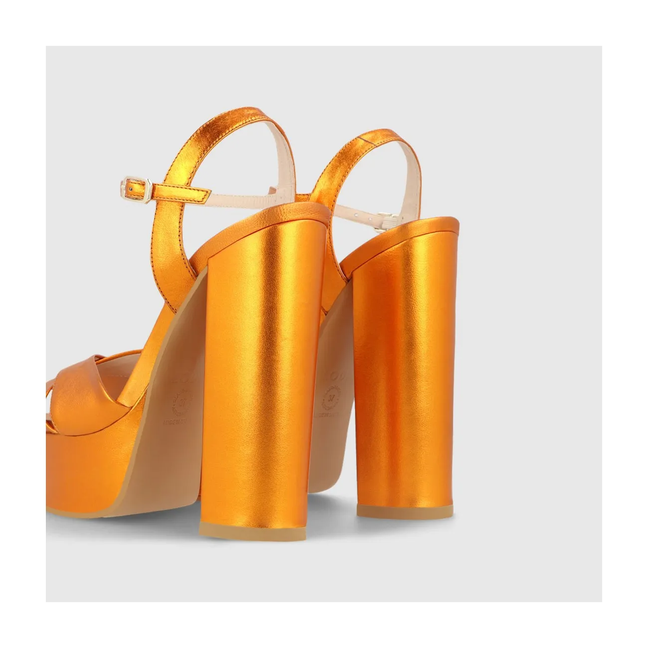 Sandales à plate-forme femme en cuir métallisé orange | LODI Chaussures pour femme en ligne.