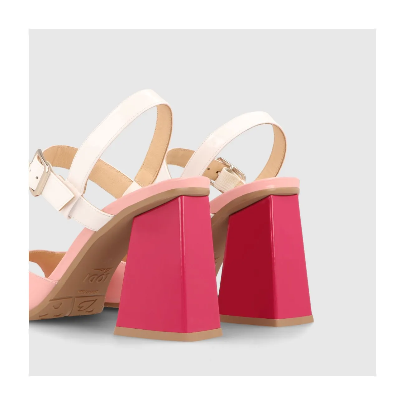 Sandales à talon femme en cuir verni de couleur rose | LODI Chaussures pour femme en ligne.