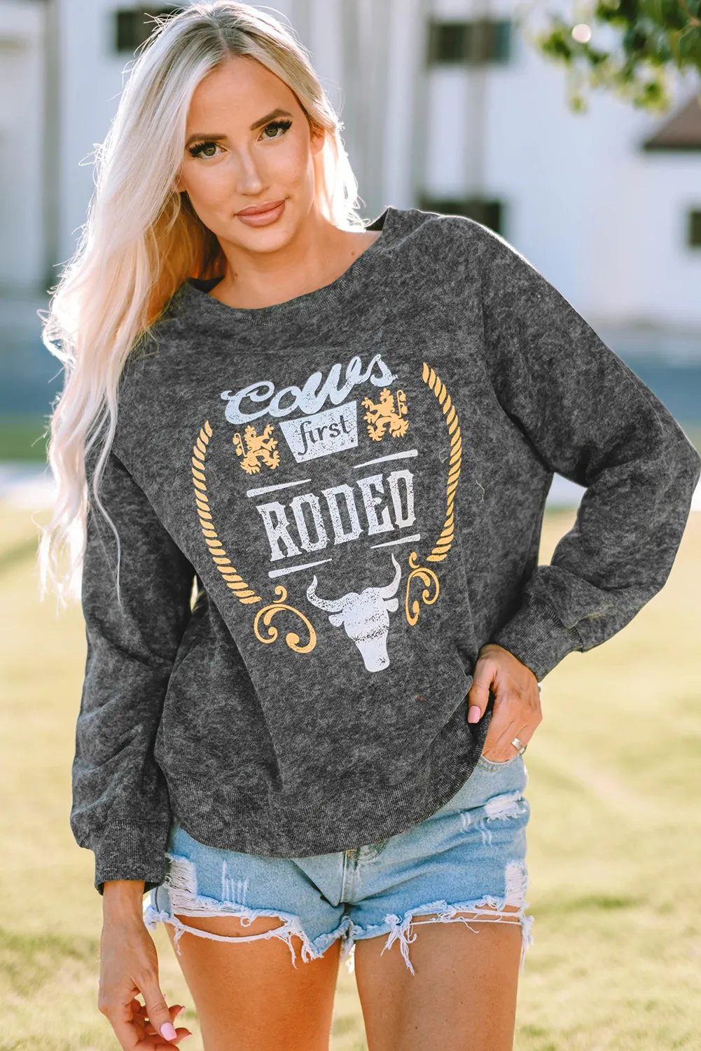 Sweat-shirt gris délavé minéral graphique Coors Banquet RODEO