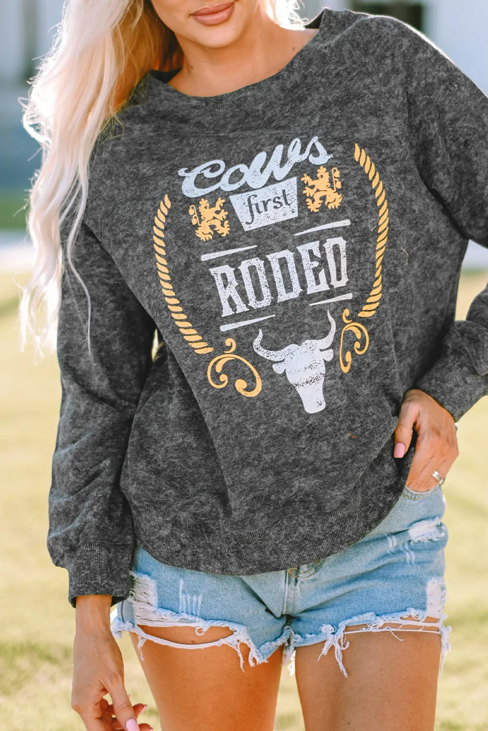 Sweat-shirt gris délavé minéral graphique Coors Banquet RODEO