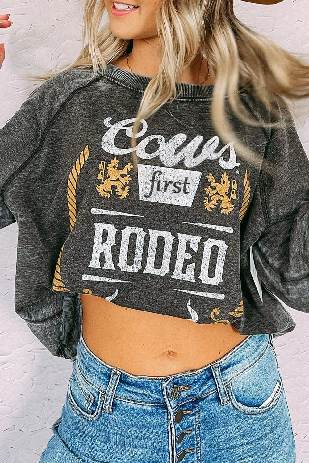 Sweat-shirt gris délavé minéral graphique Coors Banquet RODEO