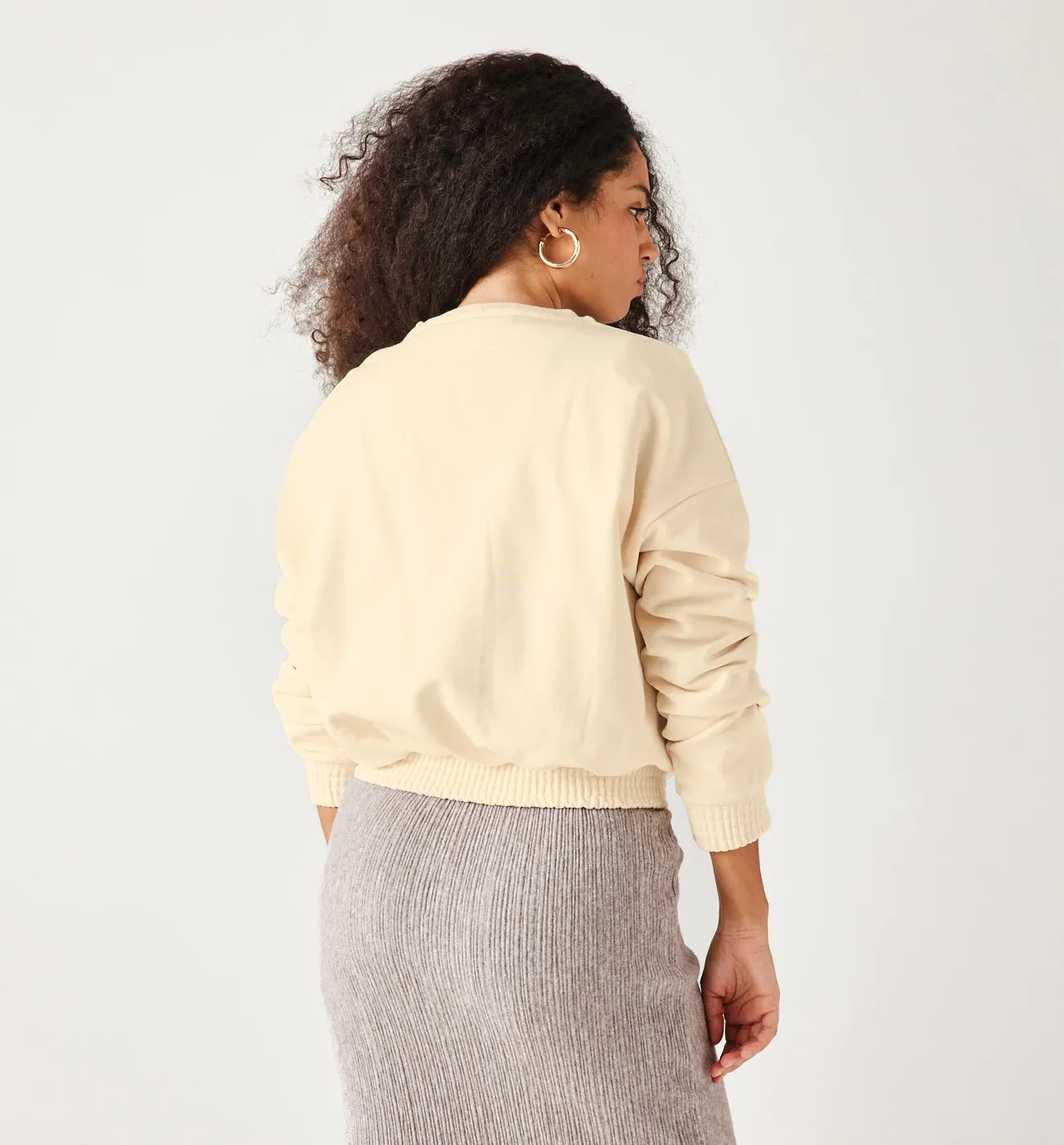 Sweat-shirt zippé Femme - Beige