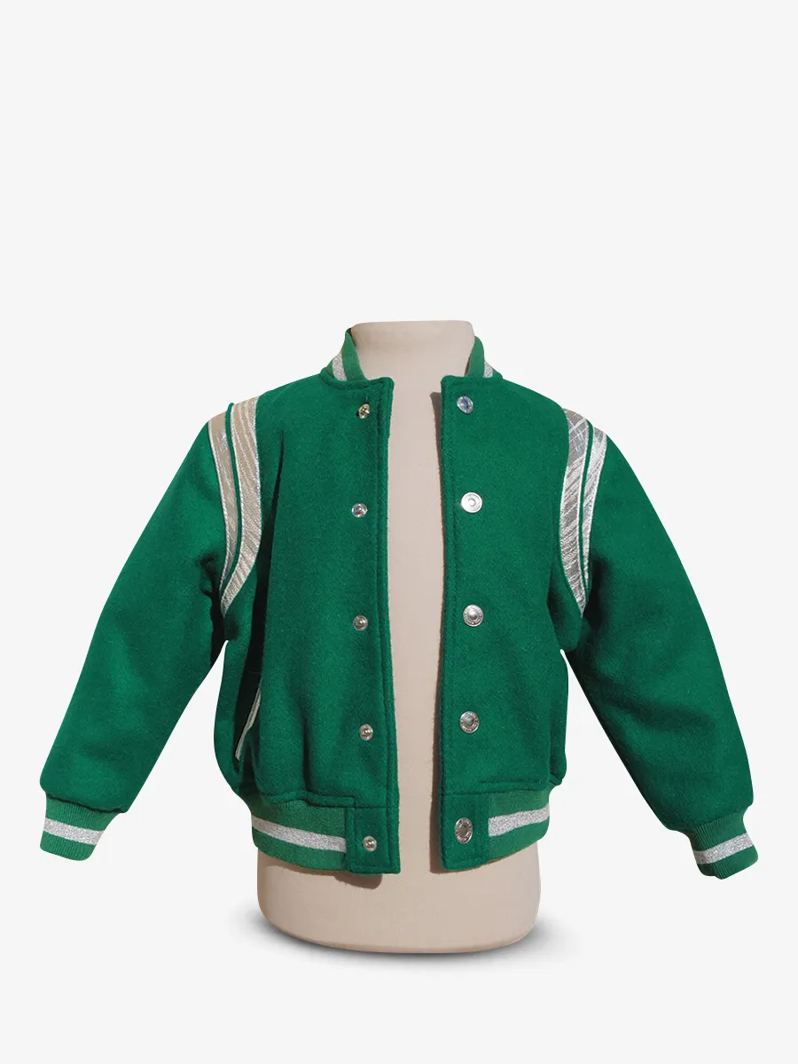 TEDDY BLOUSON CUIR ET TISSUS  LeTeddy 50's Enfant Vert Vipère