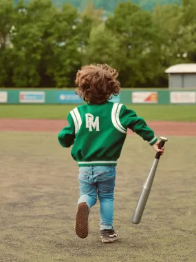 TEDDY BLOUSON CUIR ET TISSUS  LeTeddy 50's Enfant Vert Vipère