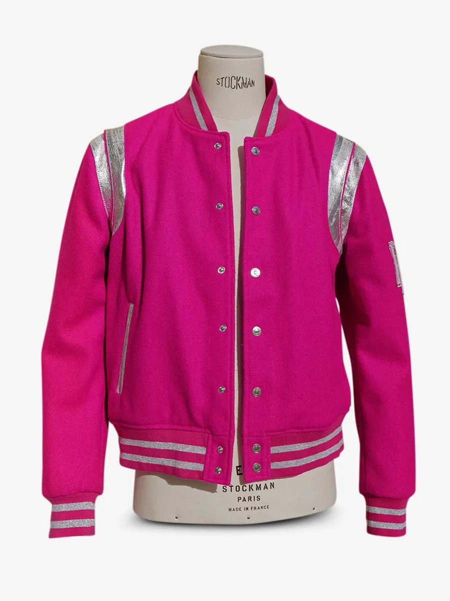 TEDDY BLOUSON CUIR ET TISSUS  LeTeddy 50's Fuchsia