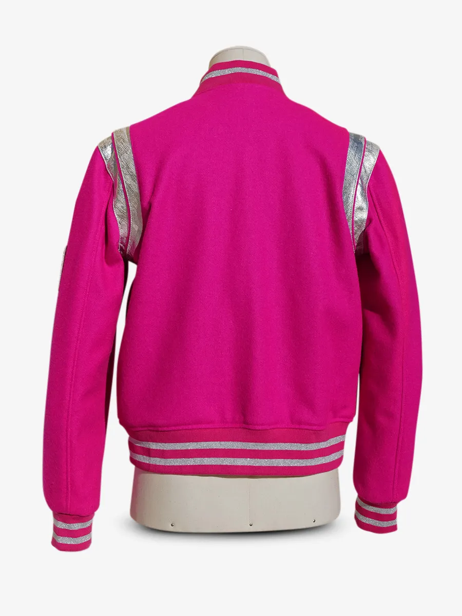 TEDDY BLOUSON CUIR ET TISSUS  LeTeddy 50's Fuchsia