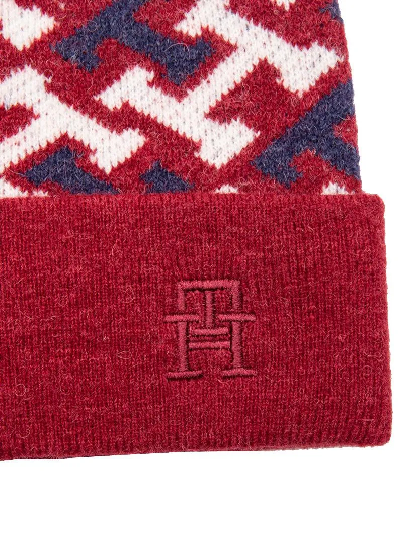 Tommy Hilfiger Iconic Monogram Bonnet Avec Logo Et Revers Rouge - Achetez À Prix Outlet!