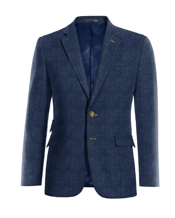 Veste bleu roi chevrons en tweed essentiel