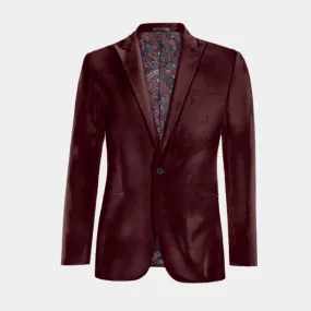 Veste bordeaux en velours revers en pointe édition limitée