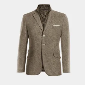 Veste brun clair en donegal tweed essentiel