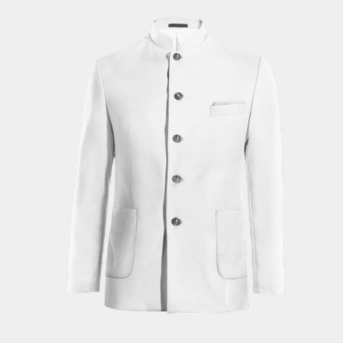 Veste col mao blanc neige en lin essentiel