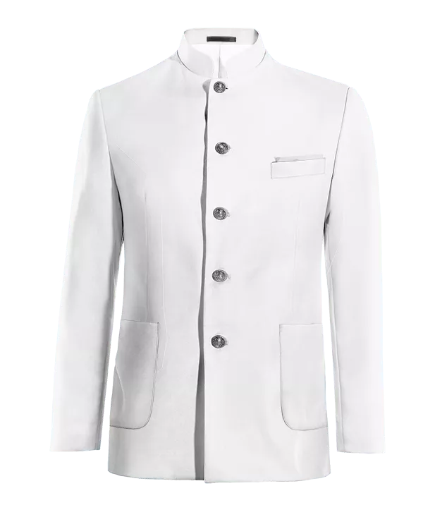 Veste col mao blanc neige en lin essentiel