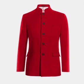 Veste col mao rouge de mi-saison