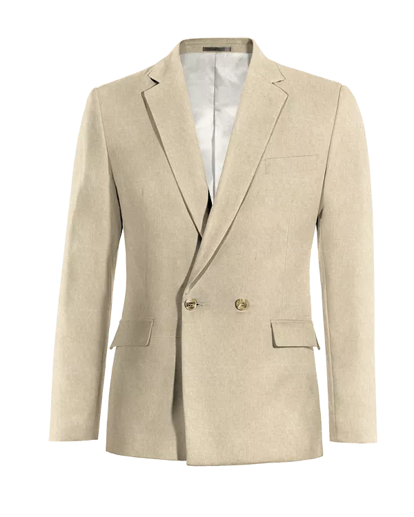 Veste croisée beige en lin essentiel