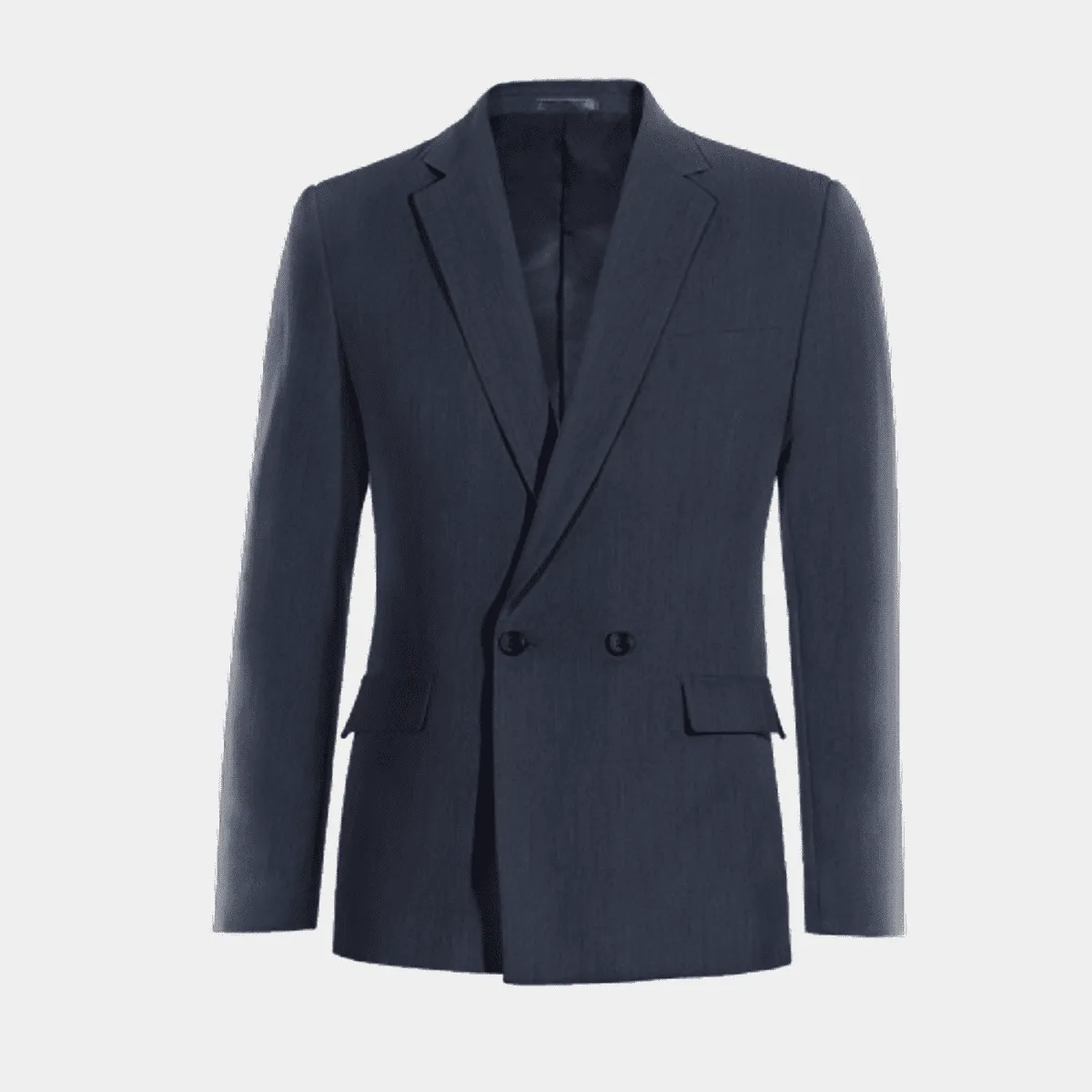 Veste croisée bleu marine en lin essentiel