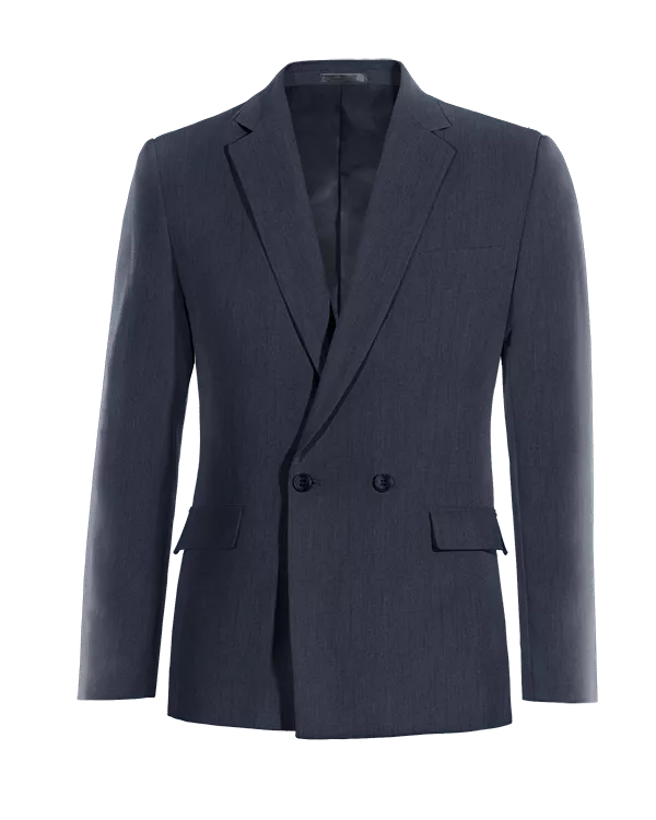 Veste croisée bleu marine en lin essentiel