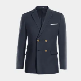 Veste croisée bleu marine slim fit avec pochette