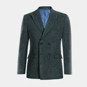 Veste croisée bleue en donegal tweed