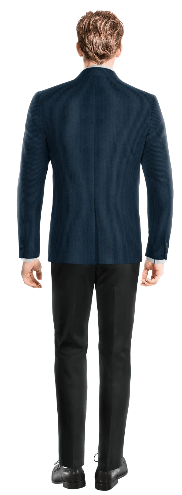 Veste croisée bleue en velours côtelé slim fit