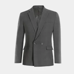 Veste croisée grise en Pure Laine super 100s