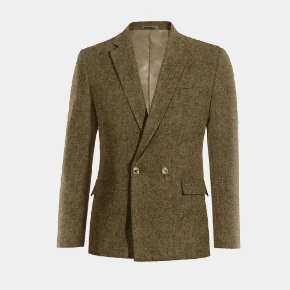 Veste croisée marron en donegal tweed