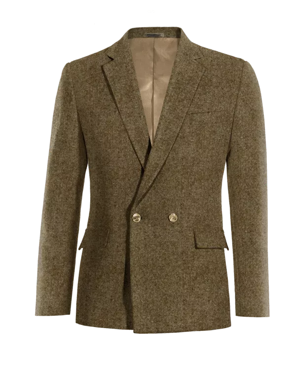 Veste croisée marron en donegal tweed