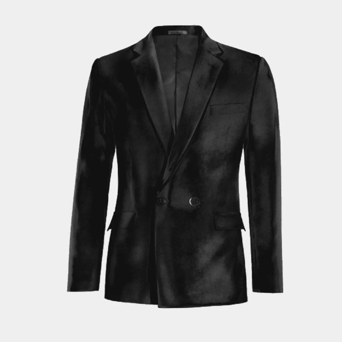 Veste croisée noir onyx en velours slim fit