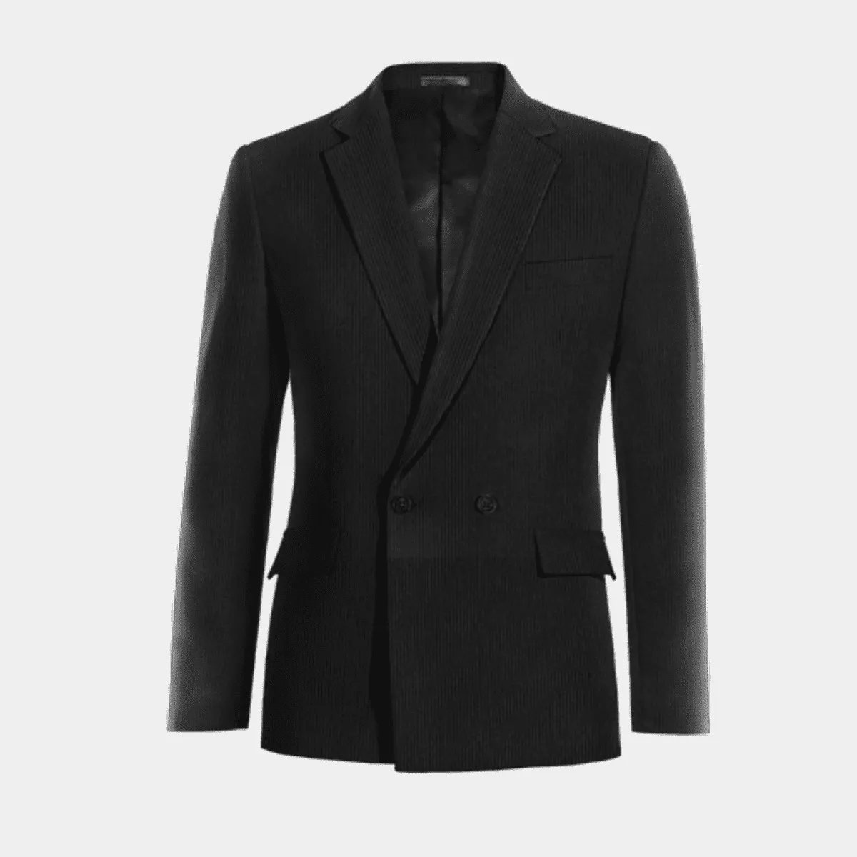 Veste croisée noire en velours côtelé slim fit