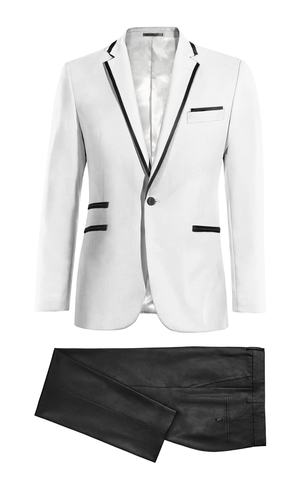 Veste de smoking blanc cassé avec revers noir et pantalon noir