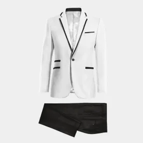 Veste de smoking blanc cassé avec revers noir et pantalon noir