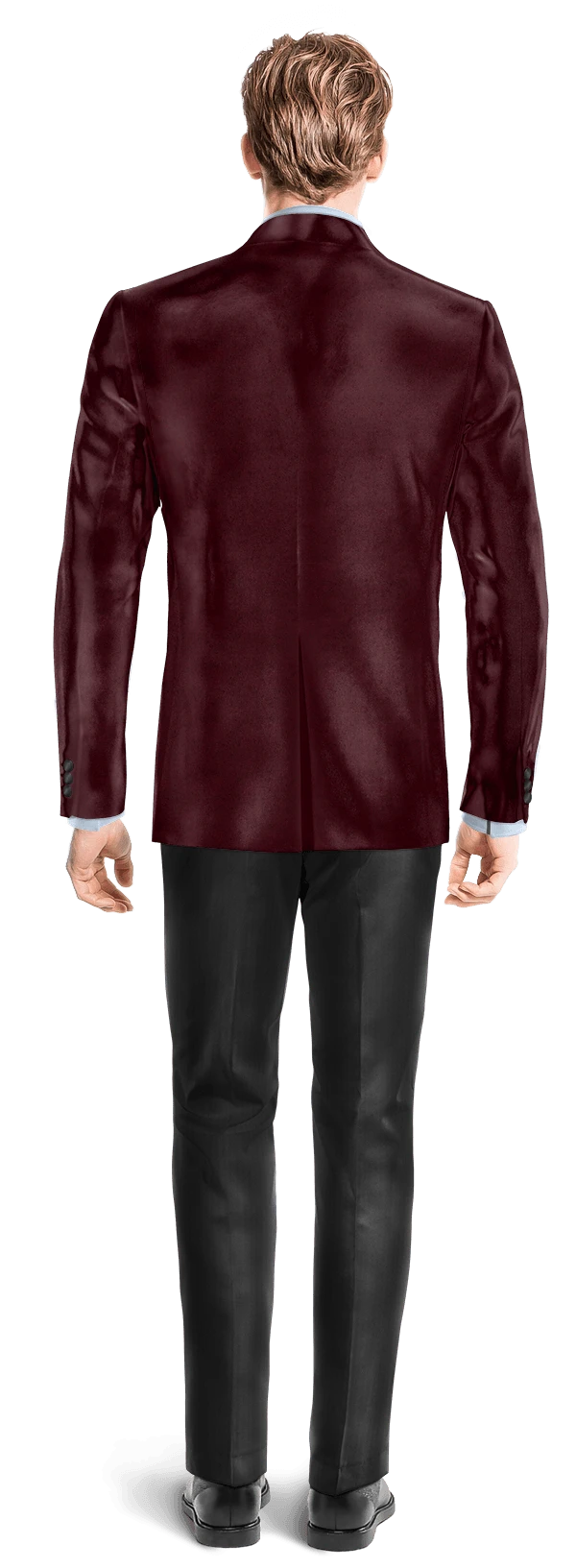 Veste de smoking bordeaux en velours avec revers noir et pantalon noir