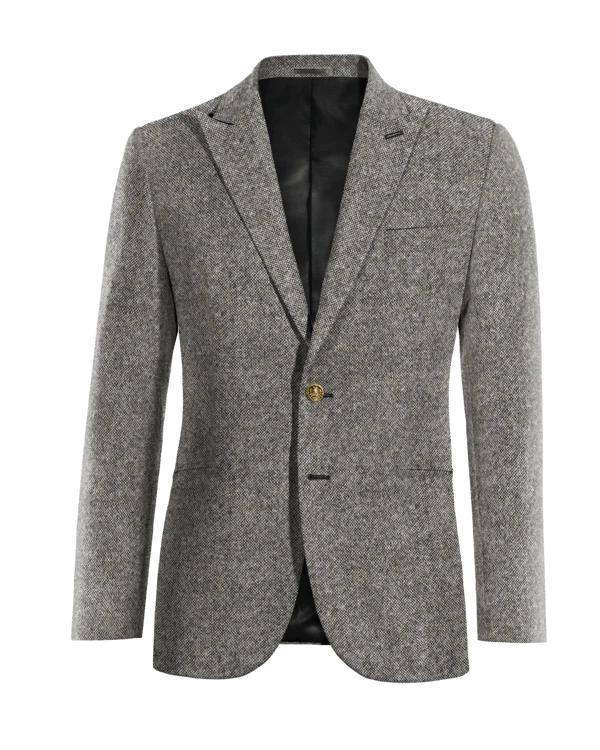 Veste gris clair en donegal tweed revers en pointe