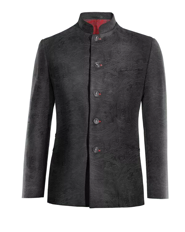 Veste mao noir onyx paisley en velours